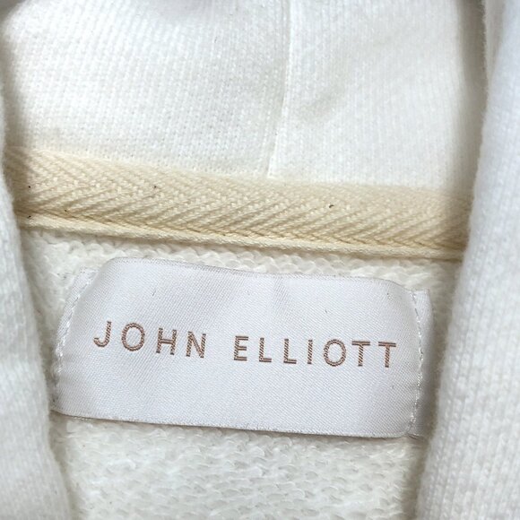 John Elliot Solid White Long Sleeve Zipped Cropped Hoodie 2 - Picture 3 of 8